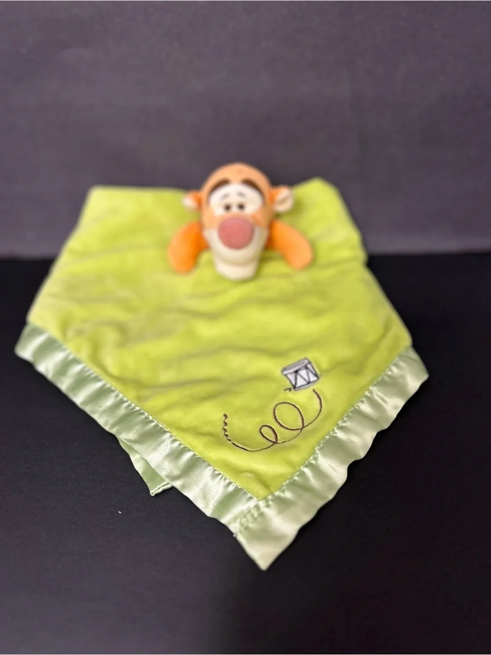 Disney Tigger Satin-Trim Lovey in Lime Green and Orange